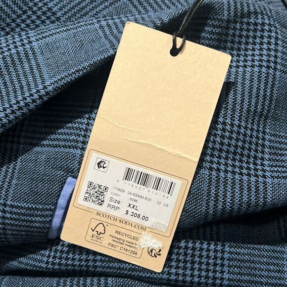 Scotch & Soda Double-Breasted Check Blazer in Blue, NWT, Size XXL - Picture 8 of 10